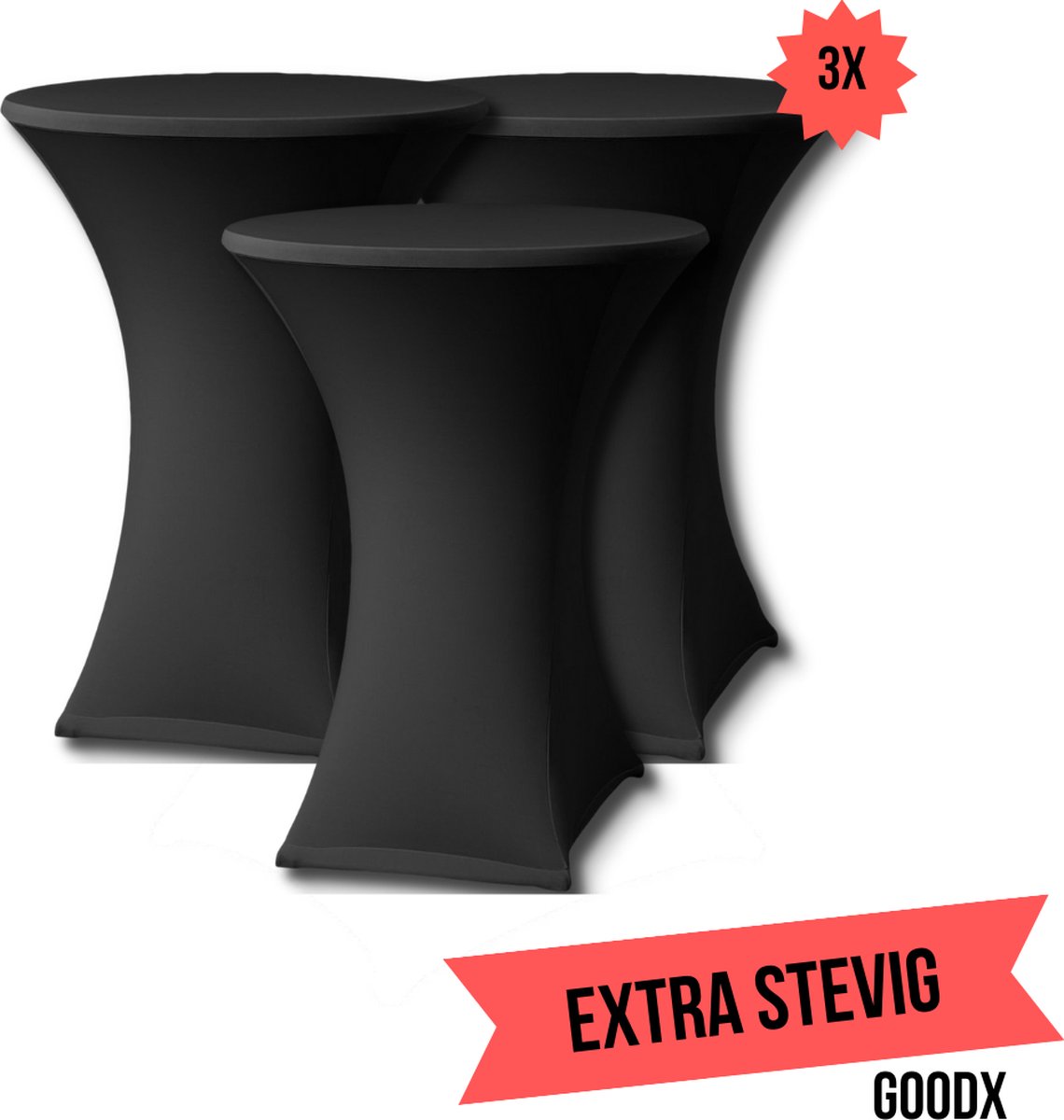   Statafelrok Zwart 3x – ∅80-85 x 110 cm – Stretch 3 stuks –   voor Statafel - Geschikt voor feesten en partijen | Sta Tafel Hoes | Staantafelhoes | Cocktailparty